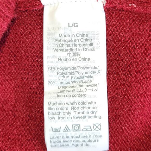 NWT J Crew Wool Blend Jeweled Crew Neck Sweater Size L Deep Red Holiday Preppy - Picture 7 of 11